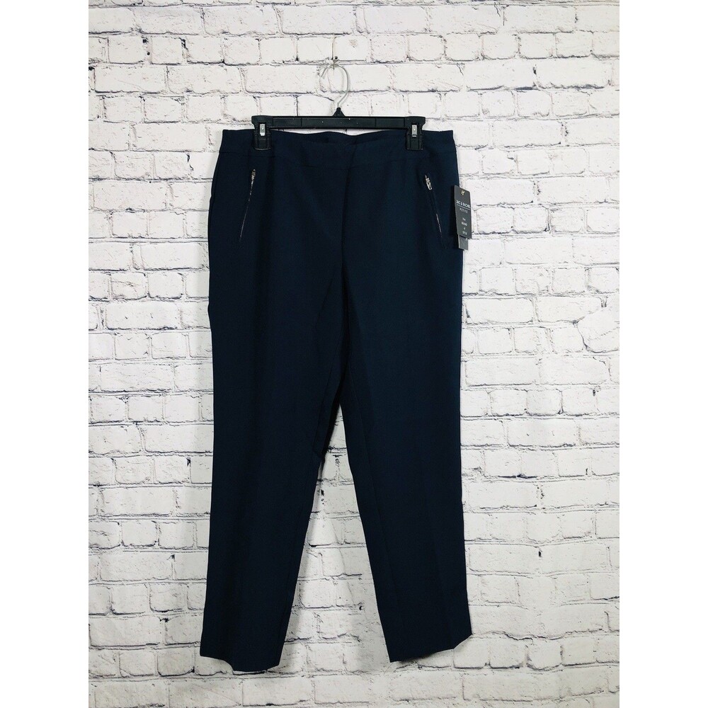 Zac &‎ Rachel Women Petite Dress Pants Navy Blue Zipper Pocket Stretch Size 10P